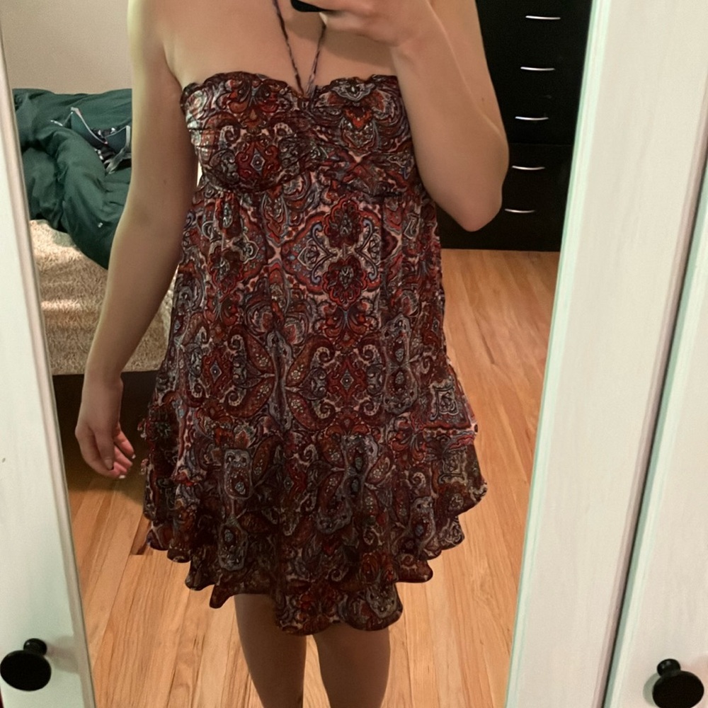 Strapless Paisley Dress